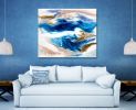 Sapphire Wave | Oil And Acrylic Painting in Paintings by Alyson Storms | Seattle in Seattle. Item made of wood with synthetic