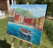 "Cinque Terre. Italian Riviera" original palette knife oil | Oil And Acrylic Painting in Paintings by OXYPOINT. Item made of wood with canvas works with contemporary & mediterranean style