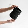 Wide Cylinder Vase in Sculptural Carbon Black Concrete | Vases & Vessels by Carolyn Powers Designs. Item made of concrete & glass compatible with minimalism and contemporary style