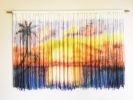 TEQUILA Custom Fiber Art Tapestry, Tropical Sunset Wall Art | Wall Hangings by Wallflowers Hanging Art. Item composed of wood and wool in boho or mid century modern style