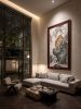 Hand-Painted Silk Gongbi Tiger Mountain Landscape Wall Art | Oil And Acrylic Painting in Paintings by Dynasty Artisan. Item composed of wood and fabric in contemporary or eclectic & maximalism style