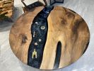 Round Walnut Table - Round Epoxy Dining Table | Tables by Tinella Collection. Item composed of wood & metal compatible with contemporary and country & farmhouse style