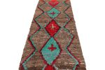 Vintage Moroccan Runner Rug in Red with Beige and Blue | Area Rug in Rugs by Rug and Kilim