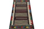 Vintage Afghan Kilim Rug with Stripes and Geometric Patterns | Area Rug in Rugs by Rug and Kilim. Item made of wool