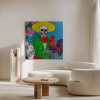 El Catrín con Gallo | Paintings by Berezart. Item made of canvas compatible with contemporary and eclectic & maximalism style