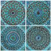 Set of 12 large turquoise-tile Outdoor wall art installation | Tiles by GVEGA. Item made of ceramic