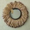 Raffia Mirror, Single Round Raffia Mirror, Boho Mirror, Wall | Decorative Objects by Magdyss Boutique. Item composed of bamboo & cotton compatible with boho and contemporary style