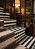 Handwoven Wool Stair Runner Rug | Mocha, Black, White Stripe | Rugs by Evergreen Carpets. Item composed of wool compatible with boho and minimalism style