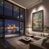 Hand-Painted Silk Moonlight River Landscape Scroll Wall Art | Oil And Acrylic Painting in Paintings by Dynasty Artisan. Item made of wood & fabric compatible with contemporary and eclectic & maximalism style