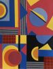 Primary Bauhaus – Abstract Collage Art | Mixed Media by Bent Street Collage Art & Design. Item composed of synthetic in mid century modern or contemporary style