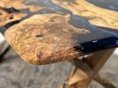 Olive Epoxy Table - Custom Blue Resin Dining Wood Table | Dining Table in Tables by Tinella Collection. Item composed of wood in minimalism or art deco style