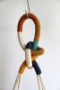 Modern Color Block Macrame Plant Hanger – 37” Handmade | Wall Sculpture in Wall Hangings by Freefille. Item composed of cotton in contemporary or modern style