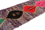 Vintage Moroccan Runner Rug in Mauve with Diamond Medallions | Area Rug in Rugs by Rug and Kilim