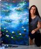 Water lily paradise | Oil And Acrylic Painting in Paintings by Elena Parau. Item made of canvas & synthetic compatible with contemporary and country & farmhouse style