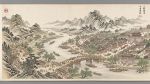Hand-Painted Song Dynasty Silk Scroll Tides of Prosperity | Oil And Acrylic Painting in Paintings by Dynasty Artisan. Item composed of wood and fabric in contemporary or eclectic & maximalism style
