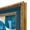 Contemporary Blue Paper Collage in Vintage Frame | Paintings by Suzanne Nicoll Studio. Item made of wood & paper compatible with mid century modern style