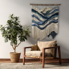 Wall Tapestry 'Rivers' Handwoven Wall Hanging Fiber Wall Art | Wall Sculpture in Wall Hangings by Tissage Sauvage. Item composed of wood & cotton compatible with boho and country & farmhouse style