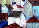 Modern Rooftops: Weathering Life | Oil And Acrylic Painting in Paintings by Tina Alberni, Artist at Color by Design Studio. Item made of canvas