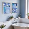 Framed Abstract Giclee Print Set (2) in Blues | Prints in Paintings by Suzanne Nicoll Studio. Item composed of birch wood and paper in boho or contemporary style