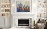 SIERRA NAVY Abstract Mountain Landscape Wall Tapestry | Macrame Wall Hanging in Wall Hangings by Wallflowers Hanging Art. Item composed of oak wood and wool in boho or mid century modern style