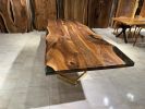 Cusstom Live Edge Walnut Resin Solid Table | Dining Table in Tables by Gül Natural Furniture. Item made of wood with aluminum works with boho & country & farmhouse style