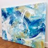 Breathe - beach ocean abstract art in blues, white, beiges | Oil And Acrylic Painting in Paintings by Lynette Melnyk. Item composed of canvas and synthetic