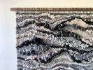 "Exploration of Nuance" textured wall hanging in black | Macrame Wall Hanging in Wall Hangings by Rebecca Whitaker Art. Item made of walnut with cotton