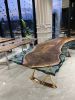 Green Epoxy Table - Resin Dining Table - Resin Wood Table | Tables by Tinella Collection. Item made of wood with synthetic works with contemporary & country & farmhouse style