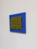 Mixed Media Weaving | Cobalt and Chartreause | Tapestry in Wall Hangings by Sarah Lawrence. Item composed of canvas and fiber in minimalism or mid century modern style