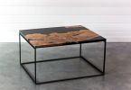 Live Edge Cedar Resin Dining Table | Steel Base | White Resin | Tables by SAW Live Edge