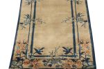 Vintage Chinese Deco style rug in Beige-Brown, Blue | Area Rug in Rugs by Rug and Kilim