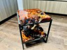 Two-Tier Redwood Burl and Steel Side Table | Tables by DapperwoodSF. Item composed of wood & metal compatible with mid century modern and contemporary style