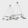 Emily Group of Nine | Chandeliers by MOSS Objects. Item composed of oak wood and steel in contemporary style