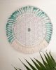 Flower of life Wall Decor - Teal and White with Quartz Stone | Macrame Wall Hanging in Wall Hangings by Gissell Studio - Textile & Botanical Art. Item made of wood with cotton
