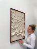 Woven wall art frame (Sea Foam 003) | Wall Sculpture in Wall Hangings by Elle Collins. Item made of oak wood with cotton works with minimalism & contemporary style