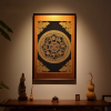 Imperial Yunjin Silk Ashtamangala Thangka Framed Art | Embroidery in Wall Hangings by Dynasty Artisan. Item composed of wood and fabric in contemporary or eclectic & maximalism style