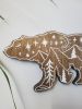Grizzly bear wood wall art, Hand painted nursery decor | Wall Sculpture in Wall Hangings by Studio Wildflower. Item made of walnut works with boho & art deco style