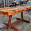 Massive 3” thick Redwood tabletop dining table | Tables by Ney Custom Tables : Design and Fabrication. Item composed of walnut