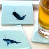 Coaster Set — Whales | Tableware by 204 Haus Crafters. Item composed of wood compatible with boho and eclectic & maximalism style