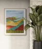 The Shape of the Land. Hand-embroidered Watercolor | Watercolor Painting in Paintings by Laila Vazquez. Item made of cotton with paper works with mid century modern & contemporary style