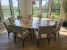 Burl and Glass Dining Table | Tables by Donald Mee Design. Item made of wood & glass