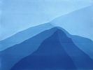 Sunrise Mountains III: 18x23" abstract cyanotype/ monotype | Photography by Christine So. Item composed of cotton and paper in boho or minimalism style
