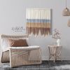 Neutral Blue Tan Coastal Textile Wall Art BEACH | Macrame Wall Hanging in Wall Hangings by Wallflowers Hanging Art. Item composed of oak wood and fiber in boho or mid century modern style
