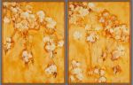 SOLD PRIVATE COLLECTION: CHERRY BLOSSOM GOLD - Diptych | Oil And Acrylic Painting in Paintings by Betty Jo Costanzo. Item composed of paper & synthetic