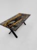 Clear Epoxy Dining Table With Handmade Special Bubble Effect | Tables by Tinella Collection. Item composed of wood and metal in minimalism or art deco style