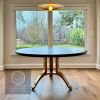 Charcoal walnut brass tripod wishbone table | Dining Table in Tables by YJ Interiors. Item made of oak wood & brass compatible with mid century modern and eclectic & maximalism style