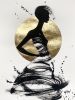 Painting with Feminine figure | Mixed Media in Paintings by Oplyart. Item made of paper compatible with contemporary and art deco style
