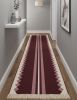 Handwoven Woolen Maroon Runner Rug | Rugs by Evergreen Carpets. Item made of wool works with boho & minimalism style