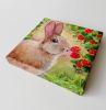 Rabbit and raspberry oil painting original on canvas 6x6 | Oil And Acrylic Painting in Paintings by Iryna Fedarava. Item composed of canvas & synthetic compatible with minimalism and contemporary style