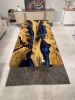 Olive Epoxy Table - Custom Blue Resin Dining Wood Table | Dining Table in Tables by Tinella Collection. Item composed of wood in minimalism or art deco style